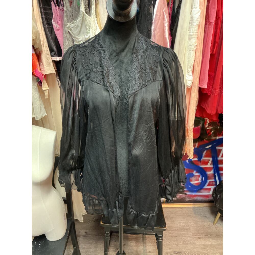 VINTAGE BLACK SHEER BEDJACKET